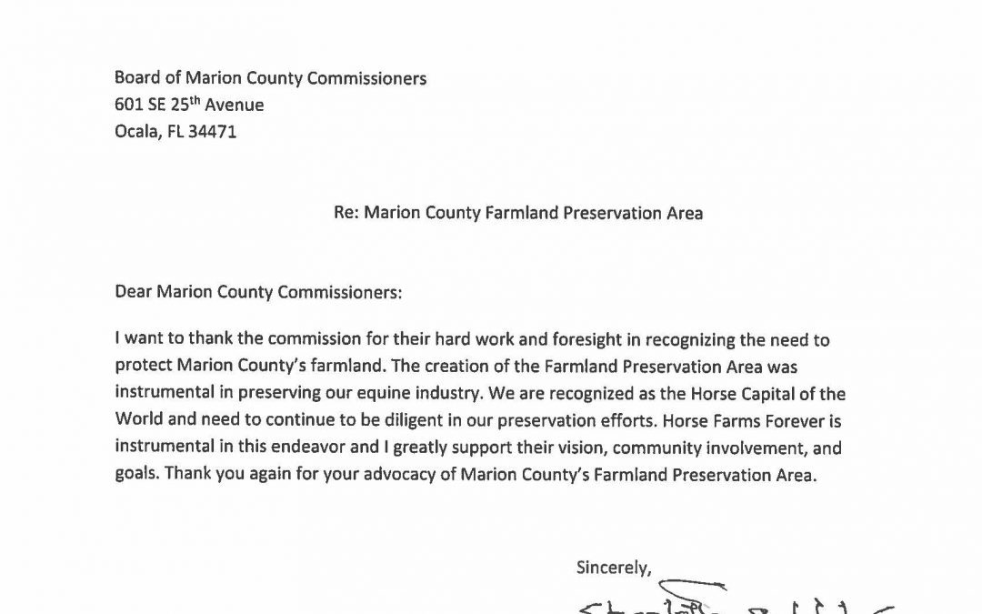 Live Oak Stud Urges the County To Stand By the Farmland Preservation Area