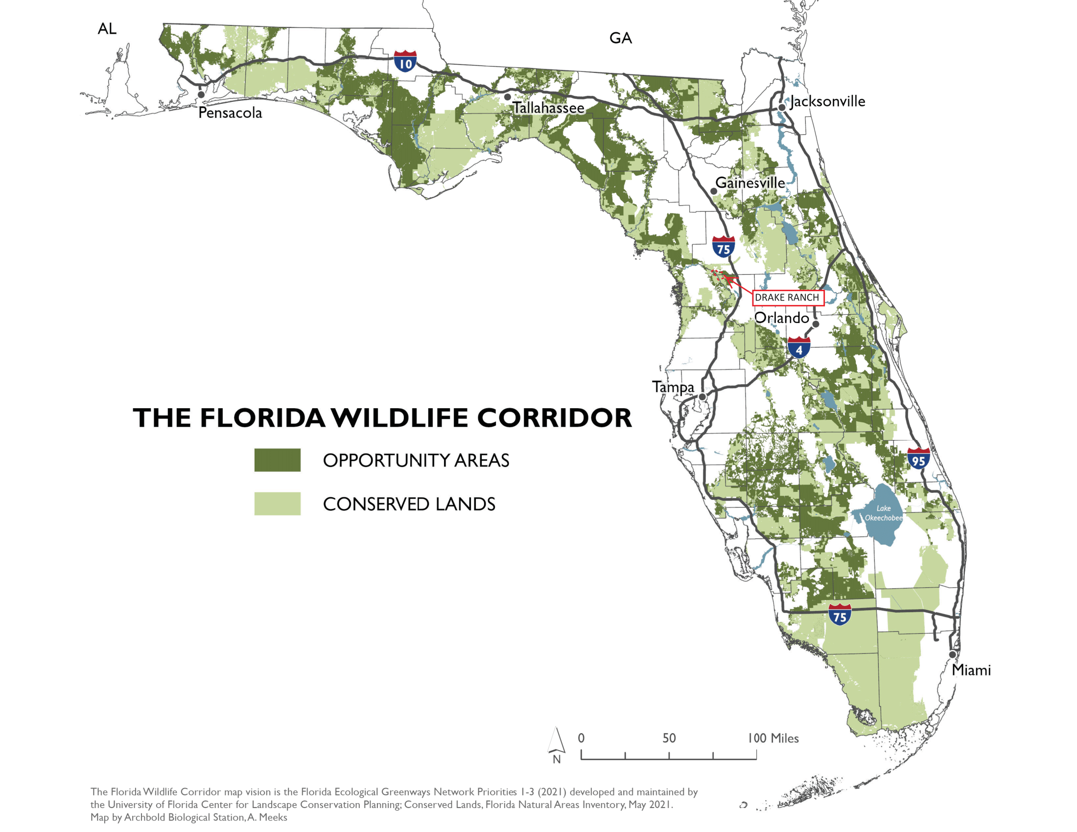 Drake Ranch FLWildlifeCorridor_ConservedLands_2021_DrakeRanchDepicted-1